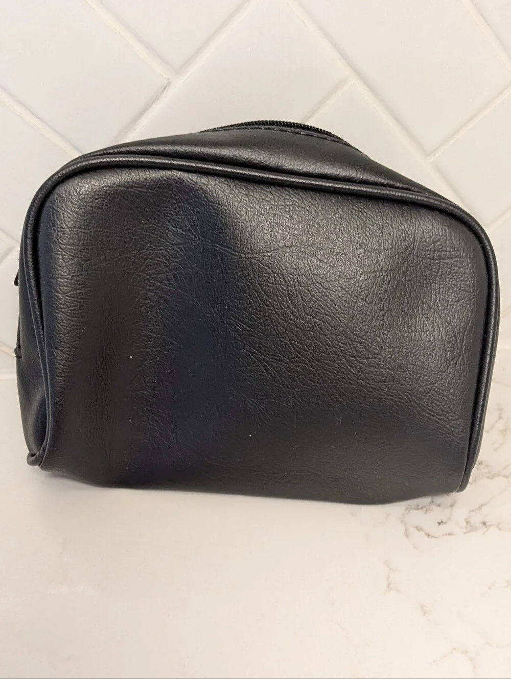 Faux Black Leather Cosmetic Bag Travel Minimalist